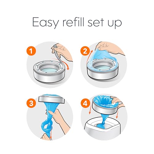Diaper Genie Essentials Round Refill 8-Pack | Holds Up to 2560 Newborn Diapers | Features Unscented Continuous Film | Compatible with Diaper Genie Complete and Expressions Pails,8 Count (Pack of 1)