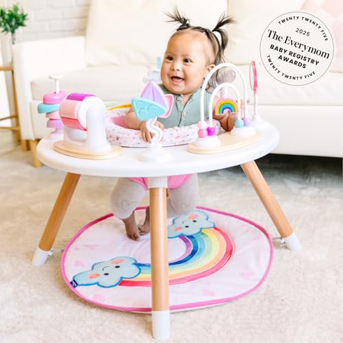 Little Acorn, 4-in-1 Baby Activity Center | Montessori-Inspired Design | 8 Interactive Toys | Tummy Time, Exersaucer & Toddler Table | Shower Gift | Essential (Rainbow)