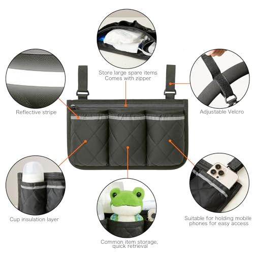 Longomat Stroller Caddy Stroller Organizer With Cup Holder, Non Slip Straps Stroller Bag for Phone, Pet Stroller Accessories,Universal Stroller Organizer,Fits Single & Double Strollers