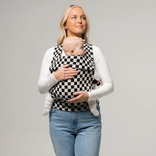 Mabē Monarch Ergonomic Baby Carrier – Premium Cotton Soft Structured Newborn to Toddler Carrier with Hip-Healthy Design, 3 Carry Positions (7-35lbs), Lightweight & Breathable, (Ebony Check)