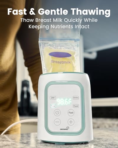 Grownsy Baby Bottle Warmer, 8-in-1 Fast Baby Milk Warmer with Timer for Breastmilk or Formula, Accurate Temperature Control, 24H Keep, Food Heater&Defrost BPA-Free Bottle Warmer for All Bottles- Green