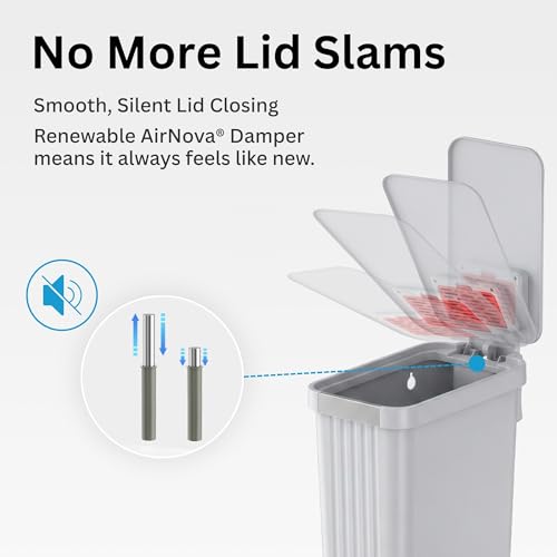 Patented 13 Gallon STEP Adult Diaper Pail, Fits Kitchen Bags, Odor Filter Trash Can, 40+ Diapers Capacity, No Refills Needed, Incontinence Underwear & Nursery Diapers, ADA Compliant, Matte Stone Gray