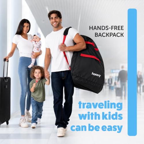 Hoovy Car Seat Travel Bag, Universal Gate Check Backpack with Adjustable Straps, Water-Resistant, Lightweight, Black