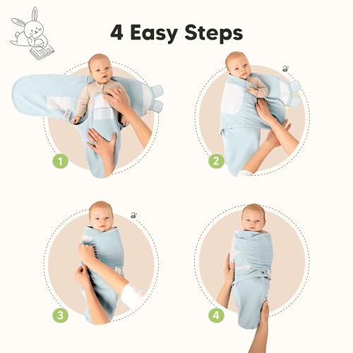 3-Pack Organic Swaddles for Newborns Sleep Sacks – Baby Swaddles 0-3 Months, Newborn Swaddle Wrap, Infant Wearable Blanket, Baby Sleep Sack Girls, Boys, Soft & Snug, Large Hook & Loop Closure (Ripple)