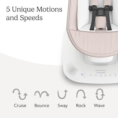 UPPAbaby Mamaroo Smart Swing – Customizable Soothing Modes with MotionSync Technology – Infant Recline + Bluetooth Enabled – Included Newborn Insert – Charlie (Sand Mélange)
