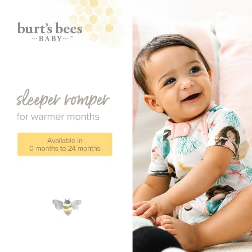 Burt's Bees Baby Short Sleeve Pajamas, Unisex One-Piece Sleeper Romper