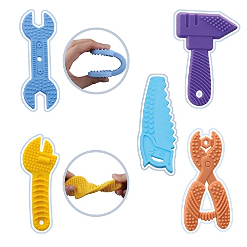 5PCS Baby Teething Toys, Silicone Sensory Chew Teether for Newborn Infant 0-6 9 12 18 Month ，Kids Travel Toys, BPA Free