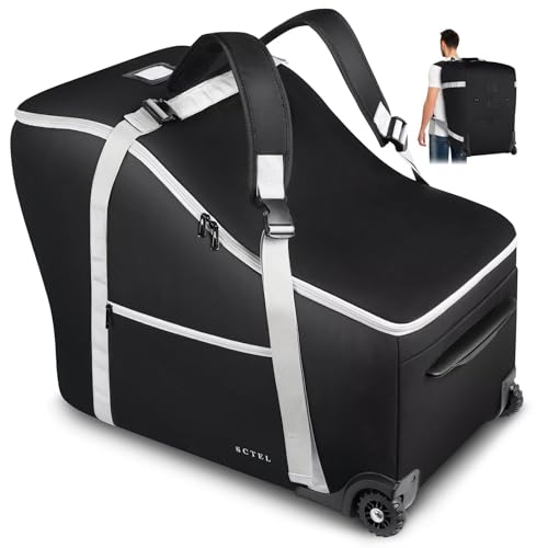 SCTEL Infant Car Seat Travel Bag Backpack for Airplane, Fits Doona Car Seat Stroller and Base, Padded Carseat Cover for Air Travel, Nuna Pipa Car Seat Travel Bag with Wheels