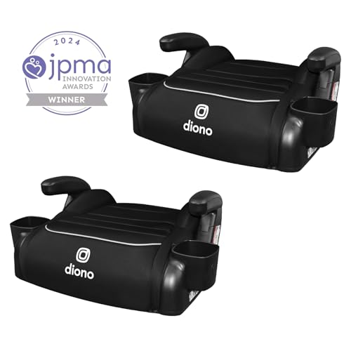Diono Connect3 R Backless Booster Pack of 2, Slim Fit 3-Across in Many Mid-Sized Sedans and SUVs, for Children from 40-120 lbs., Lightweight with Cupholder, Black Storm