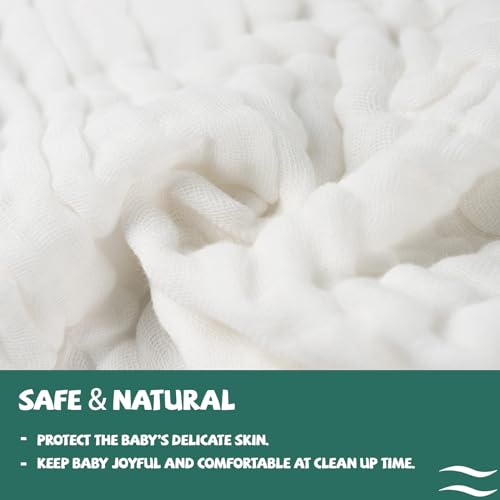 VIVANA Baby Muslin Washcloths -6 Layer Soft Absorbent Face Towel - Natural Newborn Wipes for Delicate Skin - Baby Registry as Shower