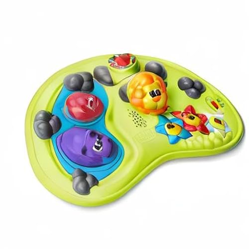 Chicco Walky Talky Foldable Baby Walker, Multilingual Play Tray with Music and Lights, 3 Height Adjustments, Brake Pads, for Children up to 26 lbs., Compact Fold, Circles/Grey/Green
