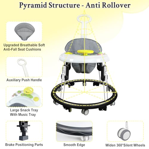 Foldable Baby Walker for Boys Girls, 5-in-1 Toddler Activity Walkers