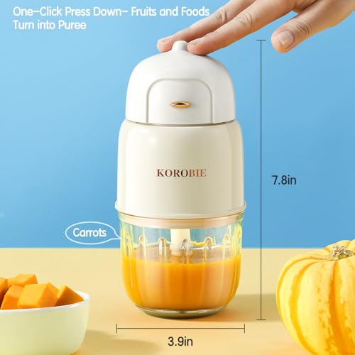 KOROBIE Baby Food Maker - Mini, White; Baby Food Processor for Fresh & Nutritious Meals; Blends Fruits, Veggies, Meats; Easy to Use & Clean; BPA-Free, Dishwasher Safe