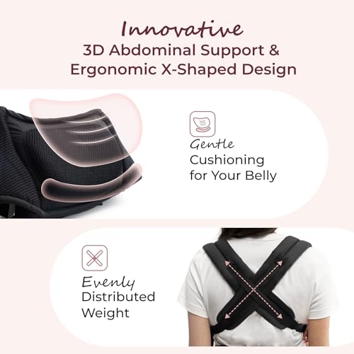 Momcozy Baby Carrier with Hip Seat, 2-in-1 Forward-Facing Carry for Long Walks, Detachable Hands-Free Infant Carrier up to 44lbs, All Seasons Toddler Carrier Fits Waist Sizes up to 45 Inches, Black