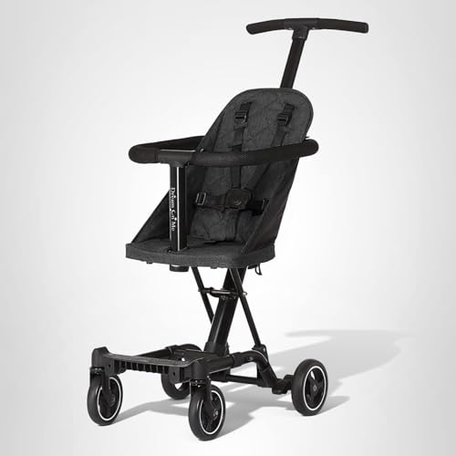 Dream On Me Coast Rider Travel Stroller, Lightweight & Compact Baby Stroller, Theme Park Approved, Book-Folding Design, Adjustable Handle, Soft-Ride Wheels, Converts to Rider & Scooter - Black