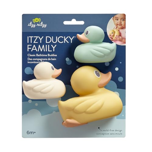 Itzy Ritzy Ducky Family – 3-Piece Floating Bath Toy Set with Watertight Design – Soft, Squeezable Ducks Designed for Ages 6 Months and Up (Ducks)