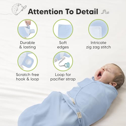 KeaBabies 3-Pack Organic Baby Swaddles for Newborns (ABC Land Cloud, 0-3M)