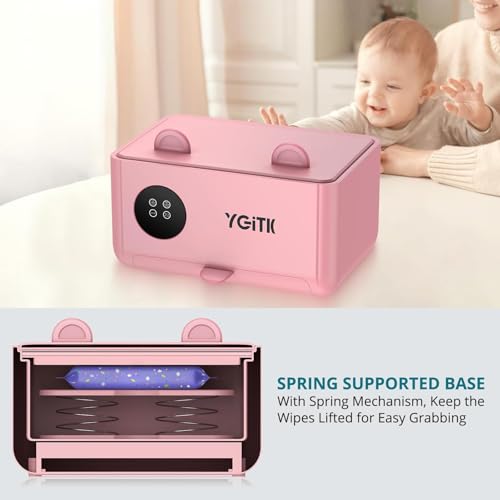 YGiTK Portable Baby Wipe Warmer —Dual Layer with Face Mask Heating Wet Wipe Warmer, 4-Level Temperature Adjustable,Large Capacity and Touch Control, Fast Heating for Newborn Night Care