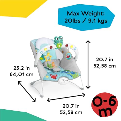 Baby Einstein Ocean Explorers Musical Bouncer Infant Seat, Kick to It Neptune, Unisex, for Ages 0-6 Months up to 20 lbs