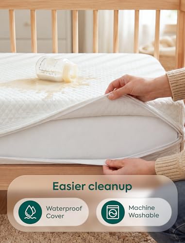 Babelio Dual-Sided Crib Mattress Memory Foam Waterproof Baby Mattress, Removable Cover, Fits Standard Crib and Toddler Bed
