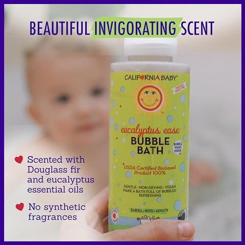 California Baby Eucalyptus Bubble Bath | 100% Plant-Based Kids Bubble Bath | Soothing Baby Bubble Bath | Free Bubble Wand Inside | 384 mL / 13oz