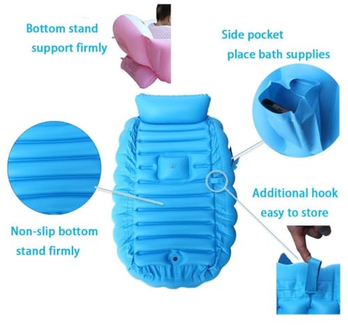 Inflatable Baby Bathtub, Kid Infant Toddler Infant Newborn Inflatable Foldable Shower Pool (Blue)