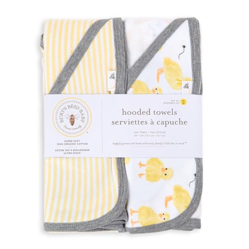 Burt's Bees Baby Infant Hooded Towels, Unisex Bath Essentials, 2-Pack
