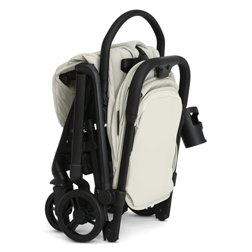 Delta Children Icon Ultra Compact Lightweight Everyday & Travel Stroller - One-Hand Fold - Only 15.6 Pounds - Fits in Overhead Compartments - Greenguard Gold Certified - Multi-Position Recline, Cream