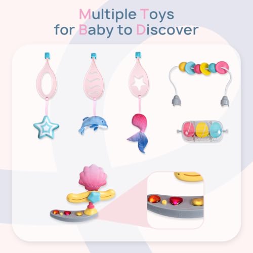 Baby Activity Center, Baby Jumper Activity Center with Music, Interactive Toys, 360° Rotating Seat, 3 Adjustable Heights, Infant Activity Jumper for 6+ Months (Mermaid)