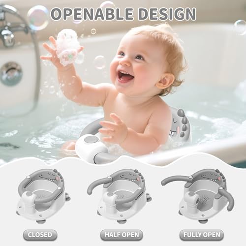 TPN Baby Bath Seat for Babies 6 Months & Up, Non-Slip Bath Tub Chair for Sitting Up Infant Bathtub (Grey)