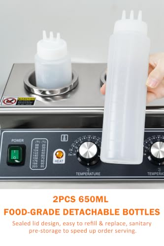 Electric Cheese Sauce Warmer Nacho Cheese Dispenser Warmer ， Commercial Cheese Dispenser, Hot Fudge Bottle Warmer for Cheese Chocolate Hot Fudge Caramel 86-185℉ 110V