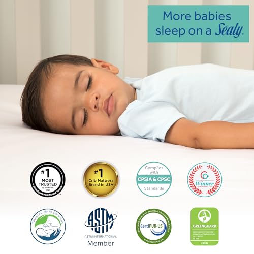 Sealy Baby Firm Rest Infant Crib Mattress - 2-Stage, 204 Coils, Breathable and Waterproof, GREENGUARD Gold Certified
