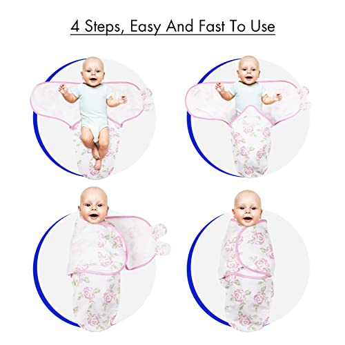 Organic Baby Swaddle Sleep Sacks, 4-Pack Swaddles for Newborns Baby Essentials, Infant 0-3 Months, 100% Cotton Soft & Snug Adjustable Wrap Nursery Swaddling Blankets Improves Sleep