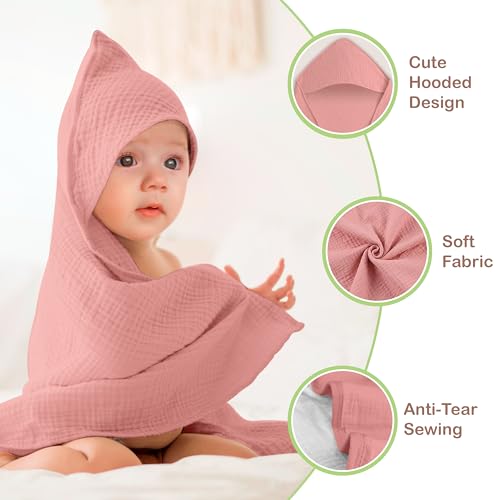 OEKO TEX 100% Organic Cotton 2 PK Muslin Baby Towels For Newborn 32x32 in