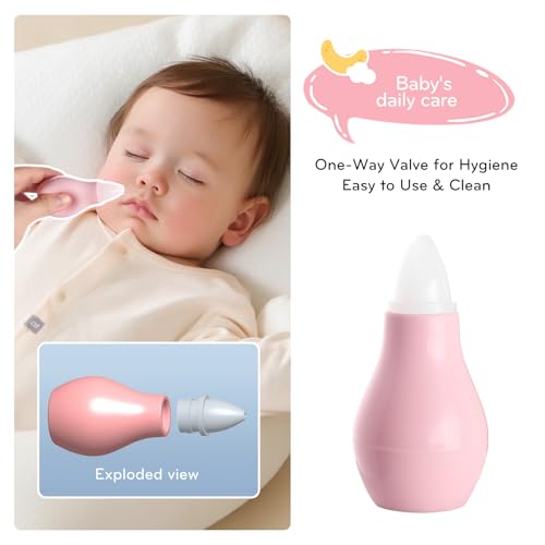 Baby Care Kit, Baby Grooming Kit,6-Piece Newborn Grooming Set with PP Baby Comb & Brush, Silicone Nasal Aspirator, Travel Bottles (60ml/20ml), Toothbrush, Newborn Care Set (Pink)
