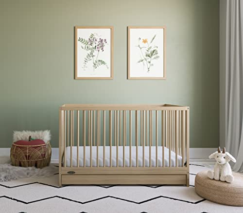 Graco Teddi 5-in-1 Convertible Crib with Drawer – GREENGUARD Gold Certified, Full-Size Nursery Storage Drawer, Baby Crib Converts to Toddler Bed, Daybed and Full-Size Bed (Driftwood)