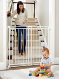 Baby Gate for Stairs Doorways & Kitchen, Extra Wide 32"-54" W x39 H Extra Tall, No Bottom Bar Dog Gate, One-Handed Auto-Close, Hardware Mount Safety Gate for Dogs & Toddlers, White