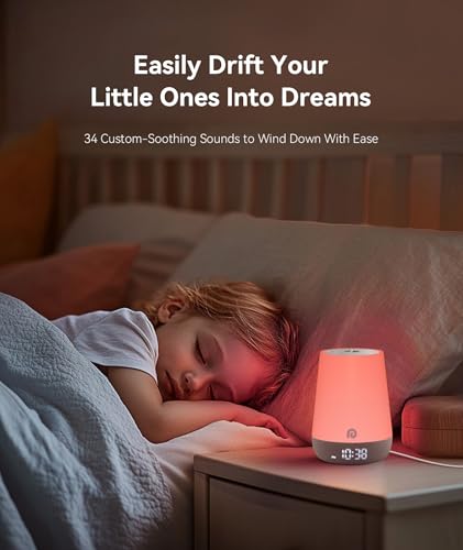 Dreamegg Sound Machine Baby - White Noise Sound Machine Baby With Night Light, Ok to Wake Alarm Clock, 34 Soothing Sounds, Sleep Trainer, Routine Builder, App Control for Kids Nursery Sleeping Bedroom