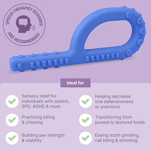 ARK Textured Grabber Sensory Chew, Sensory Toys for Kids and Adults, Chewy Fidget for Autism, ADHD, SPD, Anxiety, Medical-Grade Oral Motor Therapy Tools, XXT, Very Firm, Royal Blue