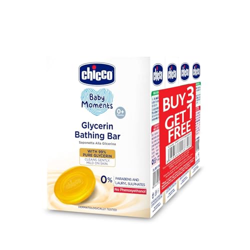 Chicco Baby Moments Glycerin Bathing Bar with 99% Pure Glycerin 300g (Buy 3 Get 1 Free)
