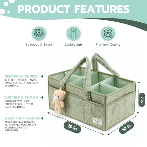 PeraBella Diaper Caddy Organizer for Changing Table, Storage Basket for Wipes, Gift for Baby Shower, Car Organizer, Nursery Organizer, Portable Storage