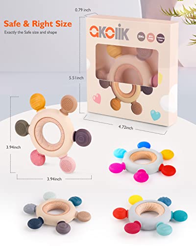 akolik Baby Teething Toys, Teething Relief Toy, BPA Free Baby Chew Toys Infant Toys Newborn Accessories, Teethers for Babies 0-3-6-9-12 Months Old Boys Girls