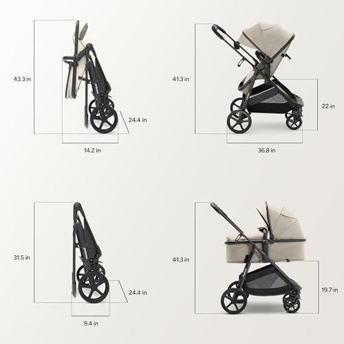 Mompush Wiz 2 in 1 Baby Stroller with Infant Pramette Mode, One Hand Fold Convertible Newborn to Toddler Stroller with Reversible Seat and Large UPF 50+ Canopy