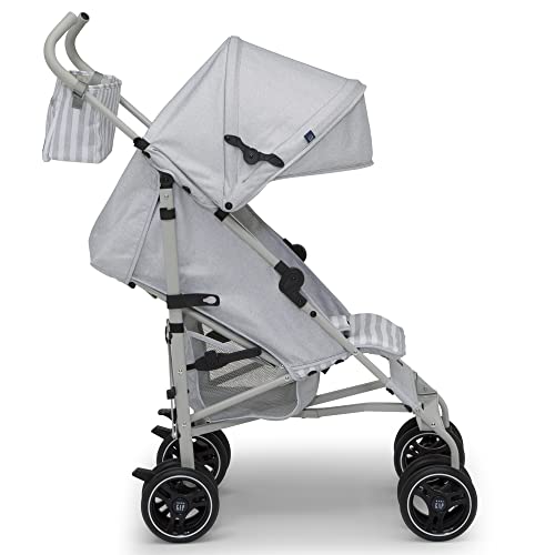 babyGap Classic Stroller - Lightweight Stroller with Recline, Compact Fold & Removable Parent Organizer - Made with Sustainable Materials, Grey Stripes