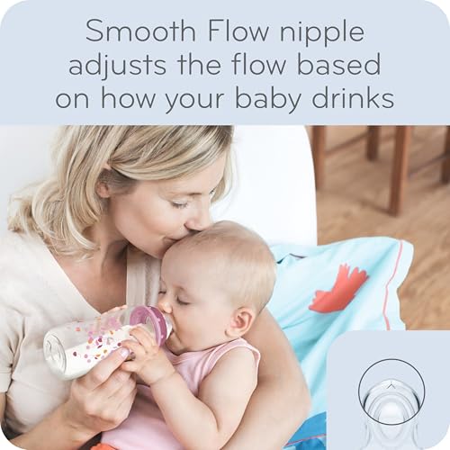 NUK Smooth Flow Anti Colic Baby Bottle, 10 oz, 3 Pack, Elephant