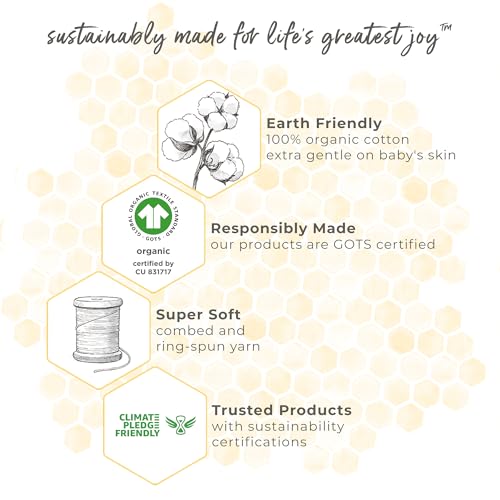 Burt's Bees Baby Infant Receiving Blankets, Made with 100% Organic Cotton, Stretchy and Soft Honey Bee Newborn Swaddle Blanket - Size 29 x 29 Inches - 2 Pack Set