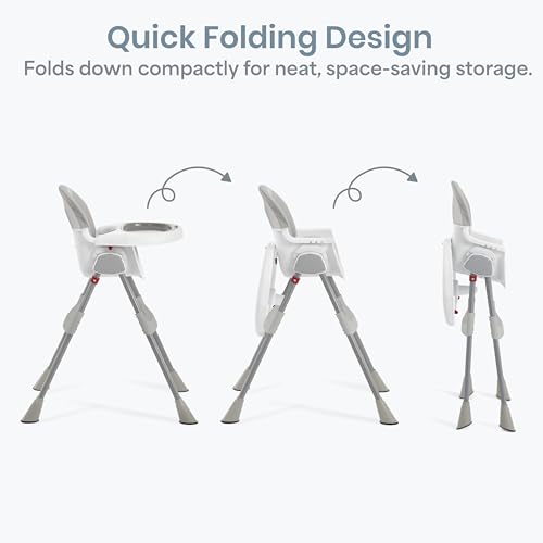 Dream On Me Portable 2-in-1 Tabletalk High Chair, Convertible Compact High Chair, Light Weight Portable Highchair, Grey