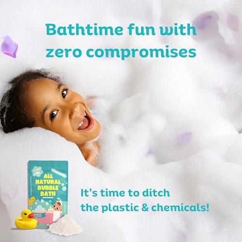 CrazyBubbles All Natural Bubble Bath for Kids & Baby, Hypoallergenic Bubble Bath Kids with Sensitive Skin, Gentle Eczema Safe Baby Essentials, Unscented Powder Mix with Colloidal Oats, Up to 30 Baths