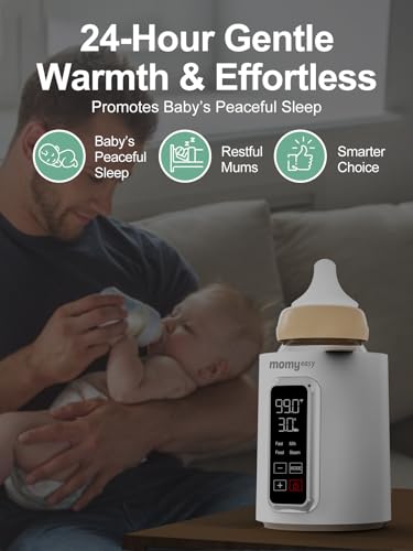 MOMYEASY Fast 2-Minute Baby Bottle Warmer - Steam Heating for Breastmilk & Formula, Fits All Bottles, Precise Temp Control with Timer, Auto Shut-Off