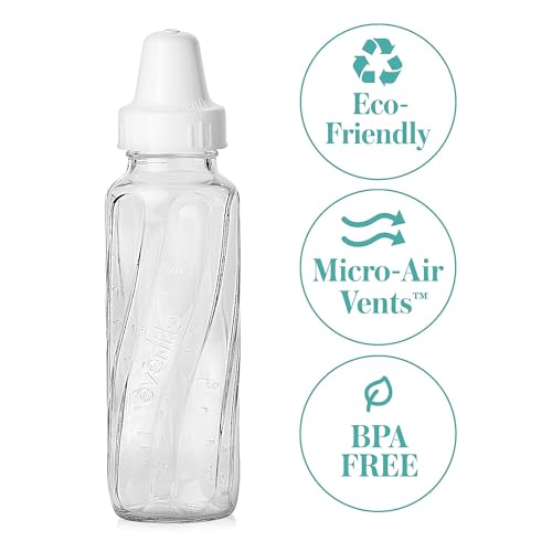 Evenflo Feeding Classic Glass Bottle, Twist Bottles, 8 Oz, 6 Bottles
